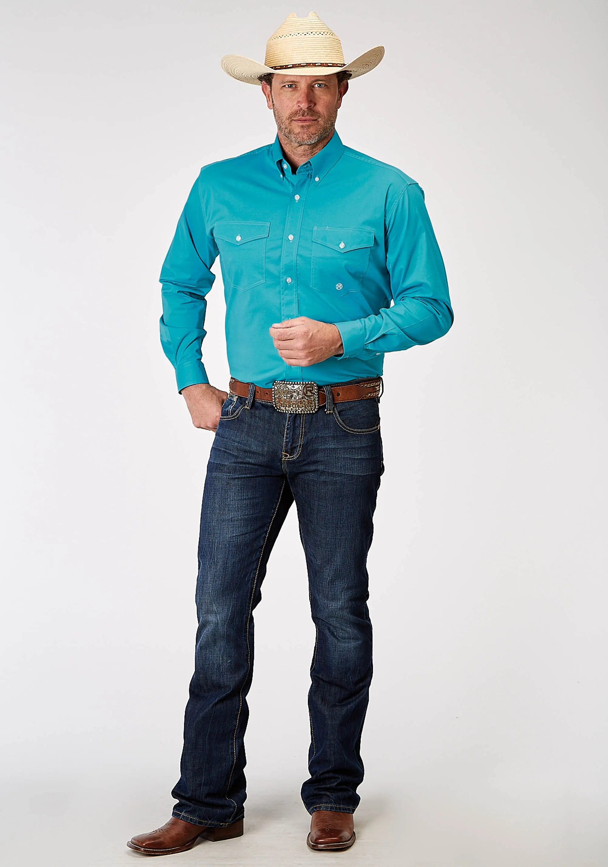 1943 SOLID POPLIN STRETCH - TURQUOISE