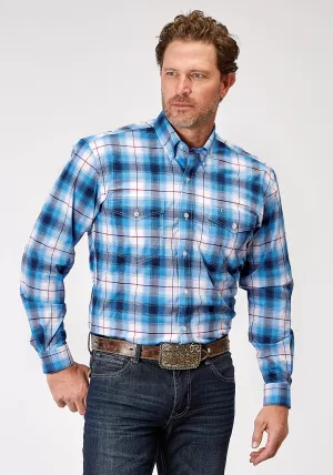 1945 STRETCH POPLIN - BLUE PLAID