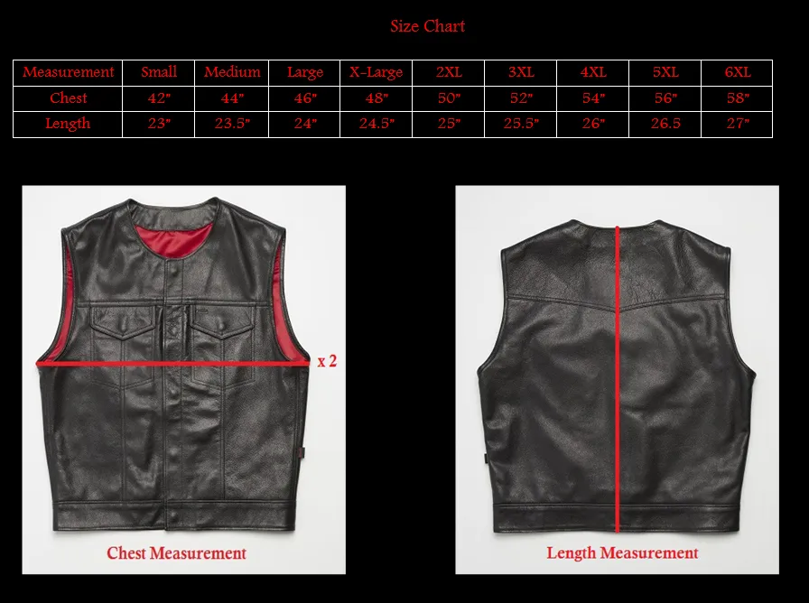415 Leather Club Style Snap Vest (No Collar)