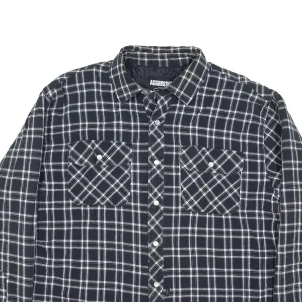 AGGRESSOR Insulated Lumberjack Flannel Jacket Black Check Mens XL