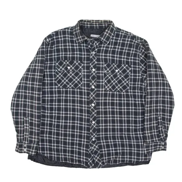 AGGRESSOR Insulated Lumberjack Flannel Jacket Black Check Mens XL