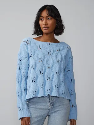 Bateau Neck Open Shell Stitch Sweater