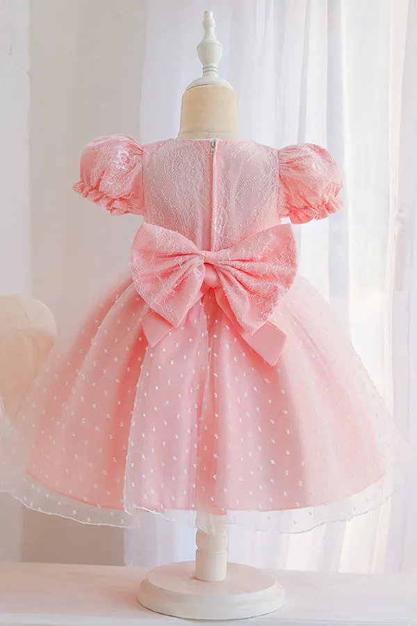 Cap Sleeve Short pink princess flower girl dresses