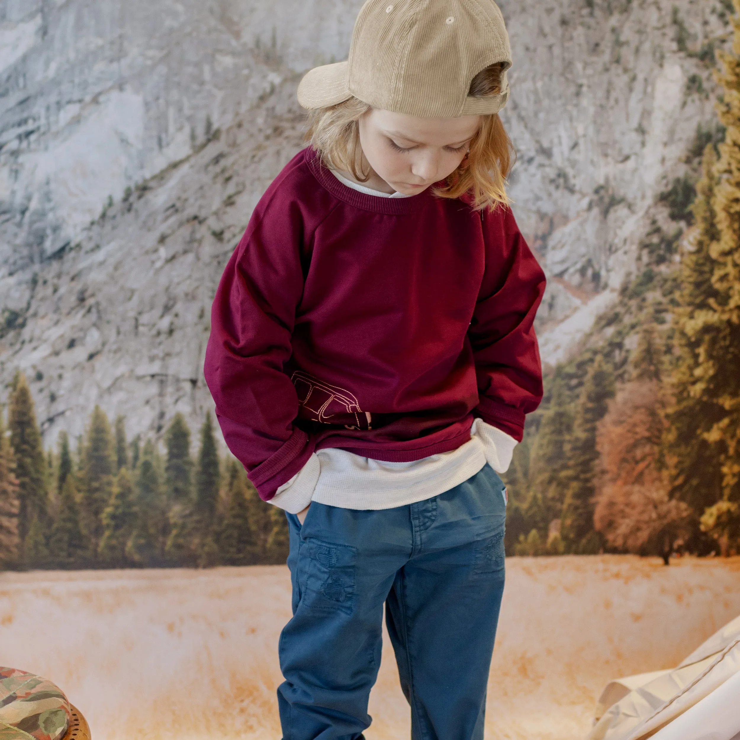 Chandail bourgogne en coton français, enfant || Burgundy sweater in french terry, child