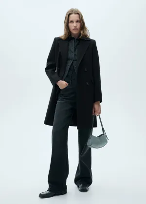 Double-breasted wool coat - Black