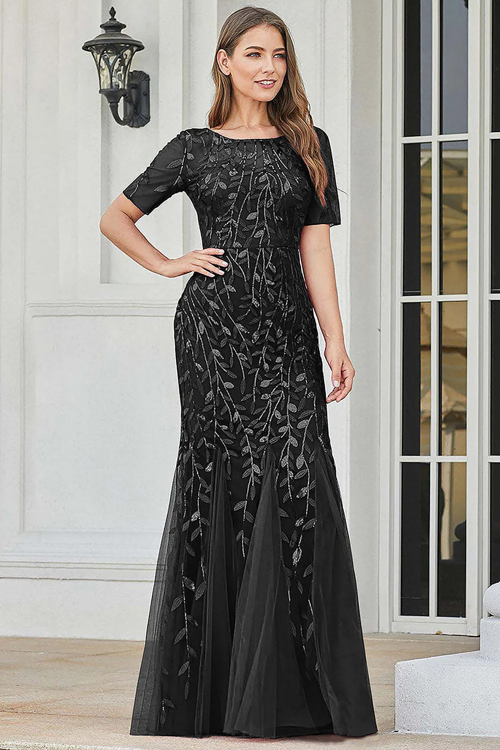 Embroidered Lace Mermaid Long Prom & Mother Of The Bride Dress