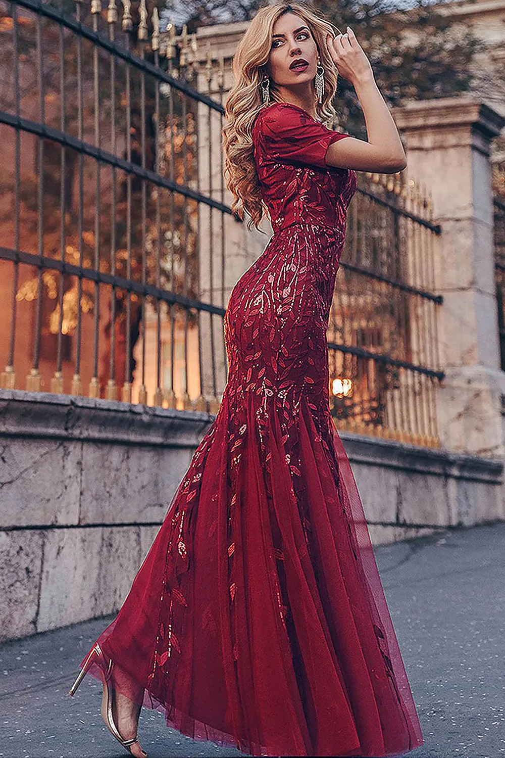 Embroidered Lace Mermaid Long Prom & Mother Of The Bride Dress