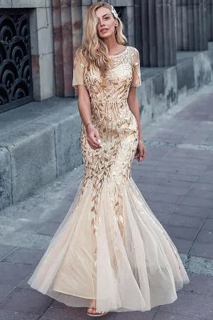 Embroidered Lace Mermaid Long Prom & Mother Of The Bride Dress