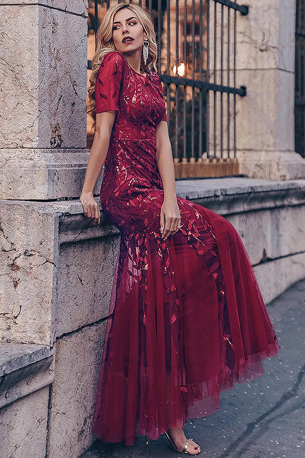 Embroidered Lace Mermaid Long Prom & Mother Of The Bride Dress