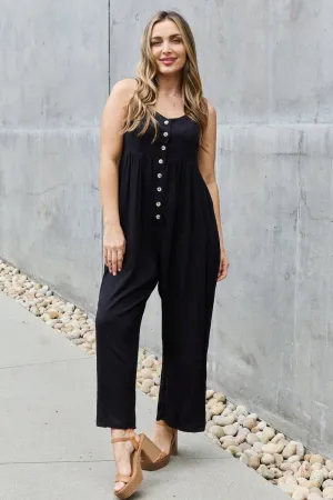 HEYSON – All Day – Jumpsuit mit weitem Bein und Knopfleiste in voller Größe, Schwarz