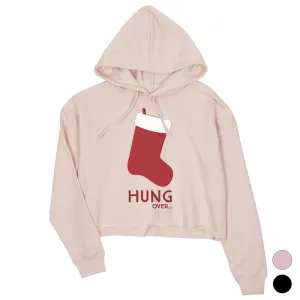 Hungover Christmas Stocking Womens Crop Hoodie