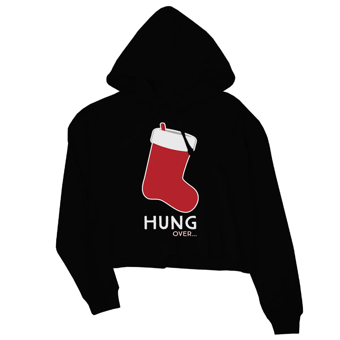 Hungover Christmas Stocking Womens Crop Hoodie