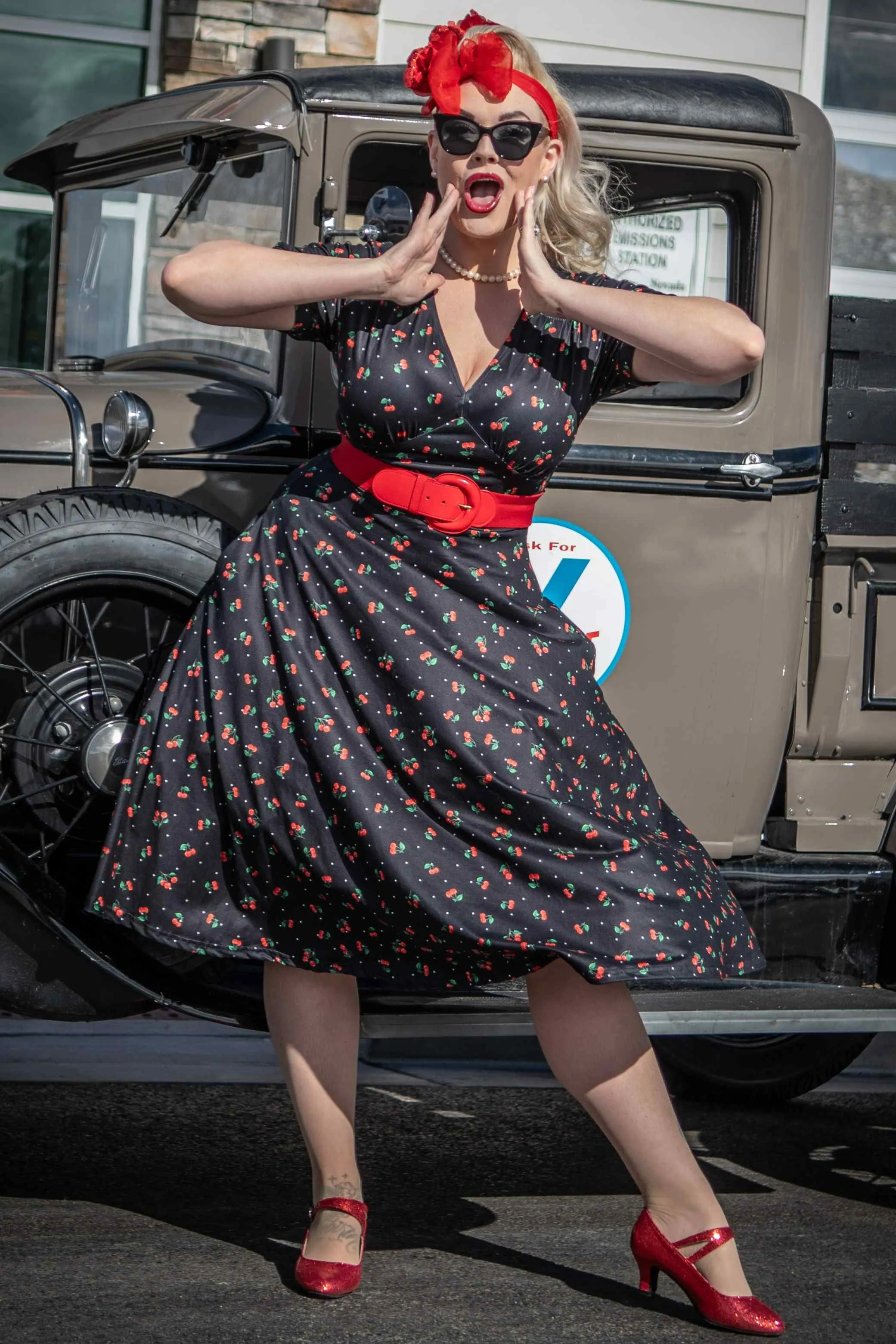 Julia Black Cherry Sleeved Dress