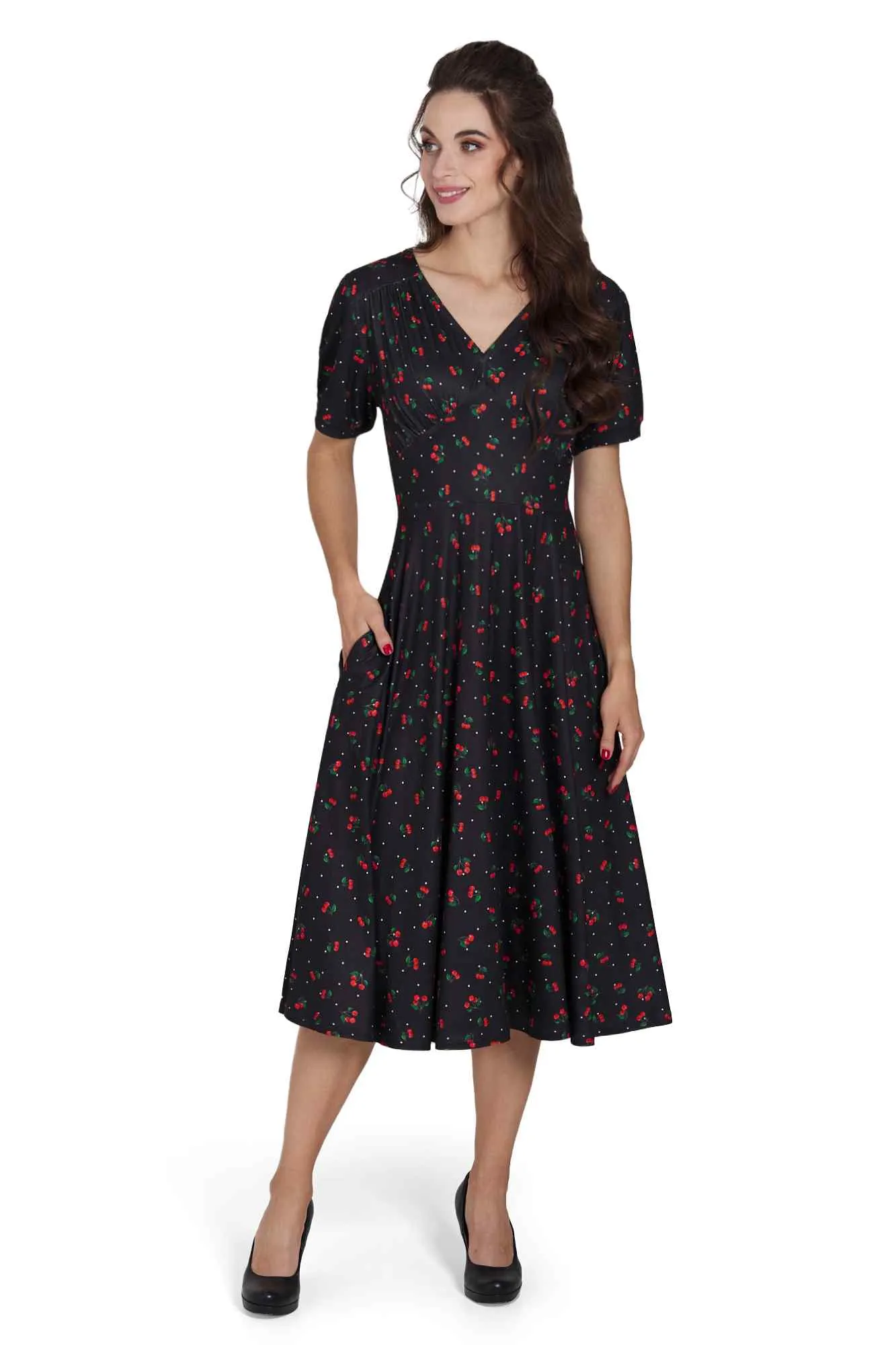 Julia Black Cherry Sleeved Dress
