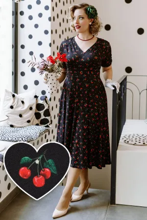 Julia Black Cherry Sleeved Dress