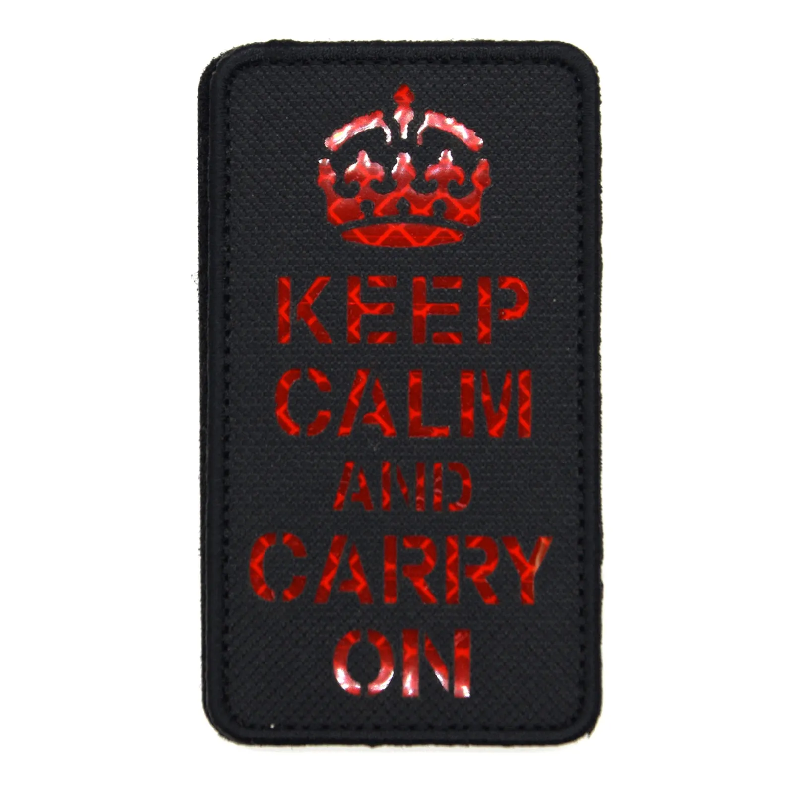 Keep Calm And Carry On Reflective Patch Black/Red