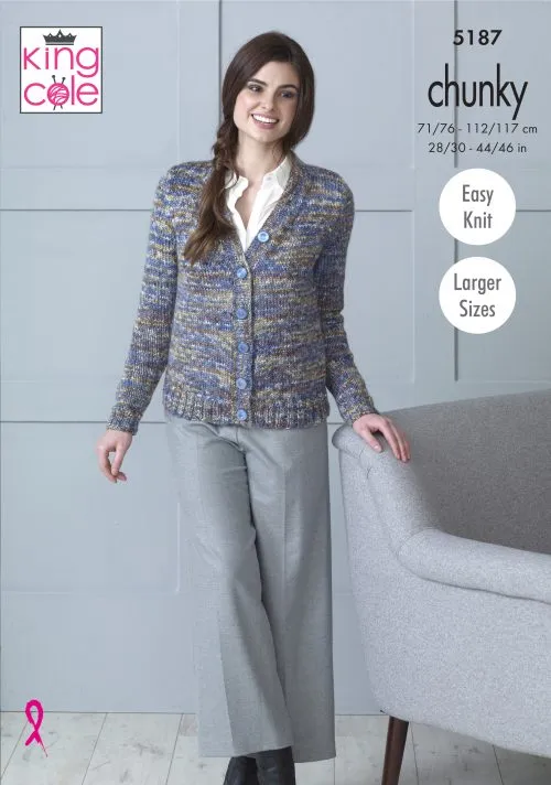 King Cole Shadow Chunky Pattern 5187 -  Cardigan & Sweater