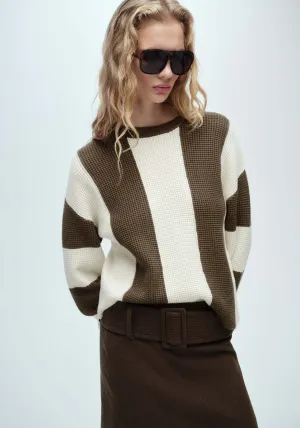 Knit striped sweater - Beige/khaki