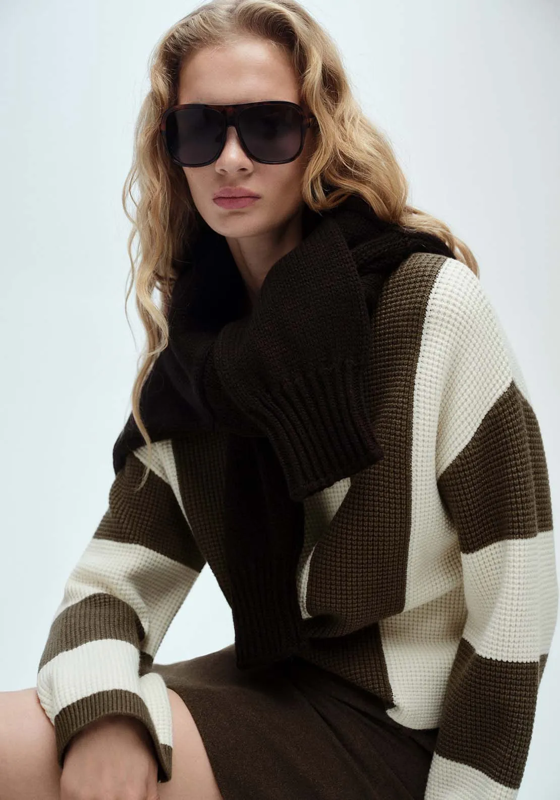Knit striped sweater - Beige/khaki