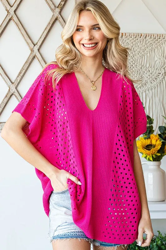 Know Your Blessings Pullover Top - Fuchsia