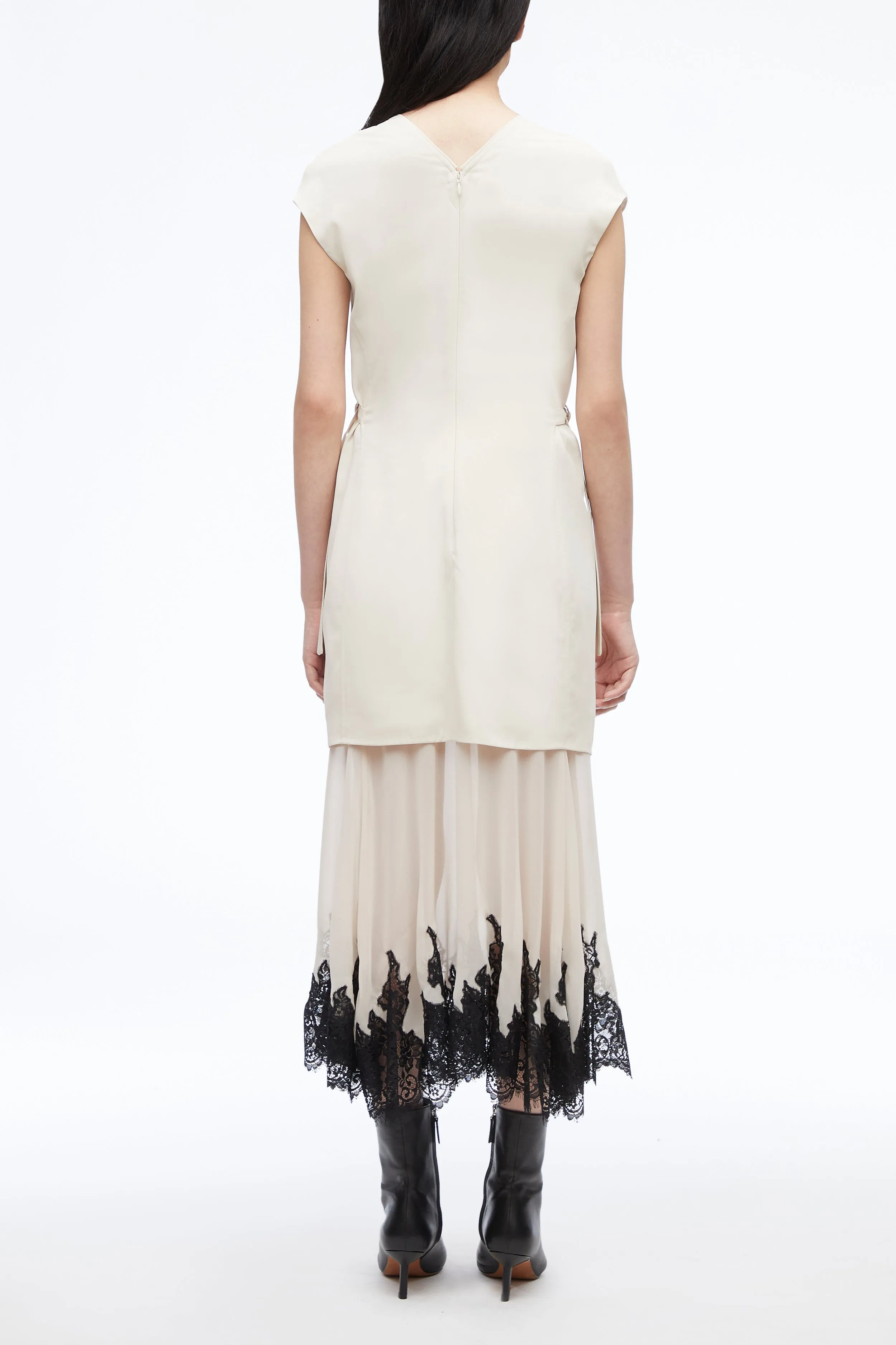 Lace-Trim Midi Dress