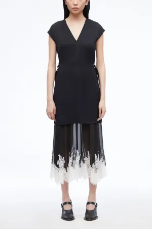 Lace-Trim Midi Dress