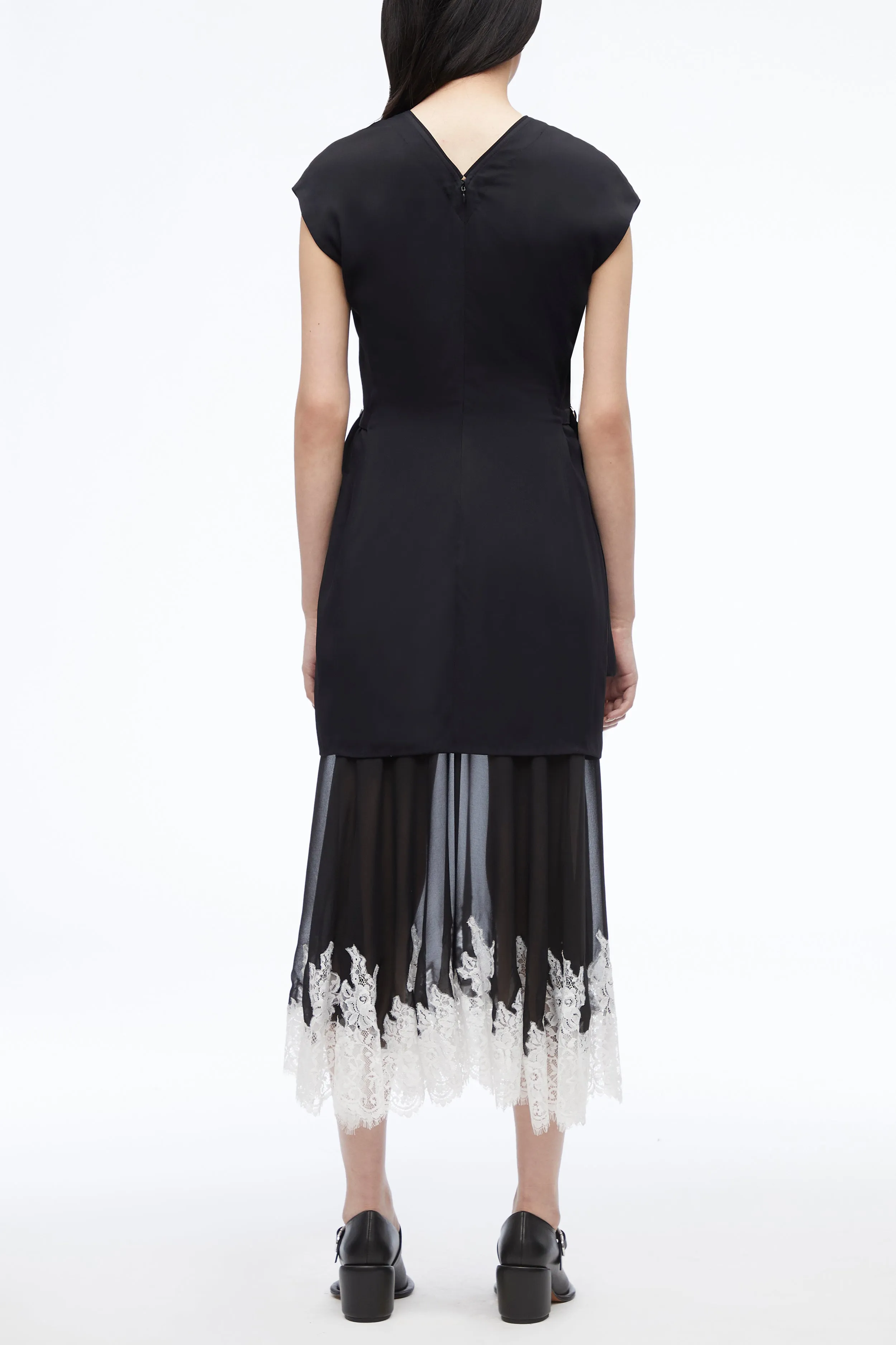 Lace-Trim Midi Dress