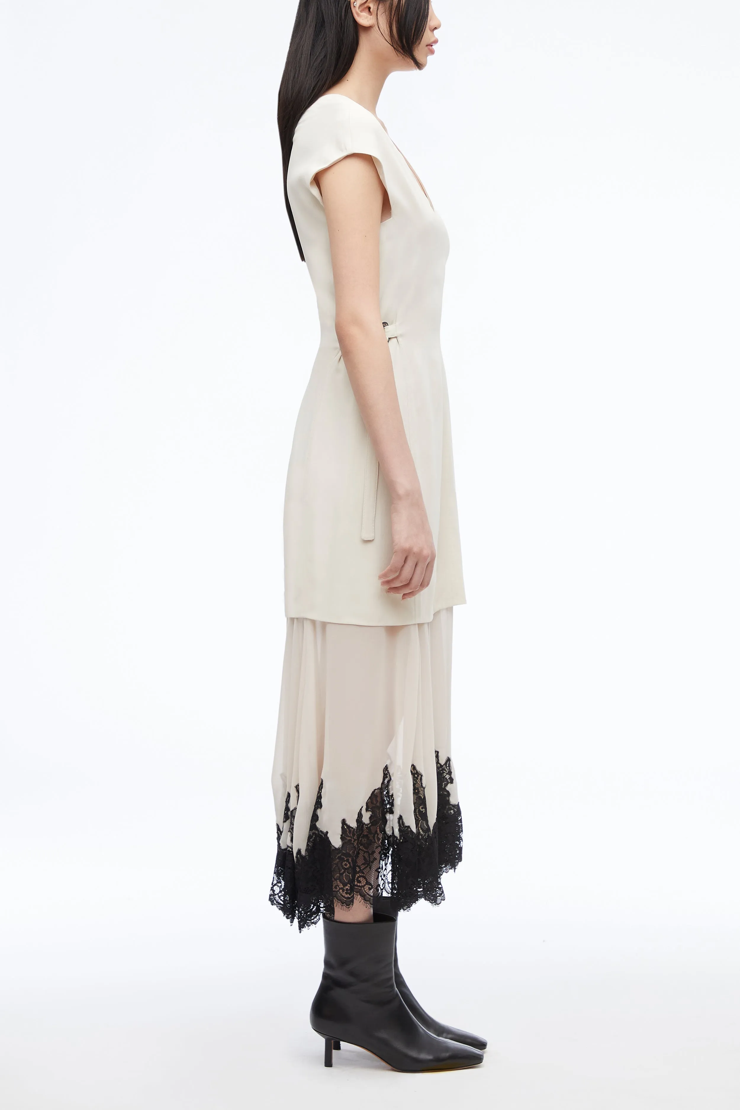 Lace-Trim Midi Dress