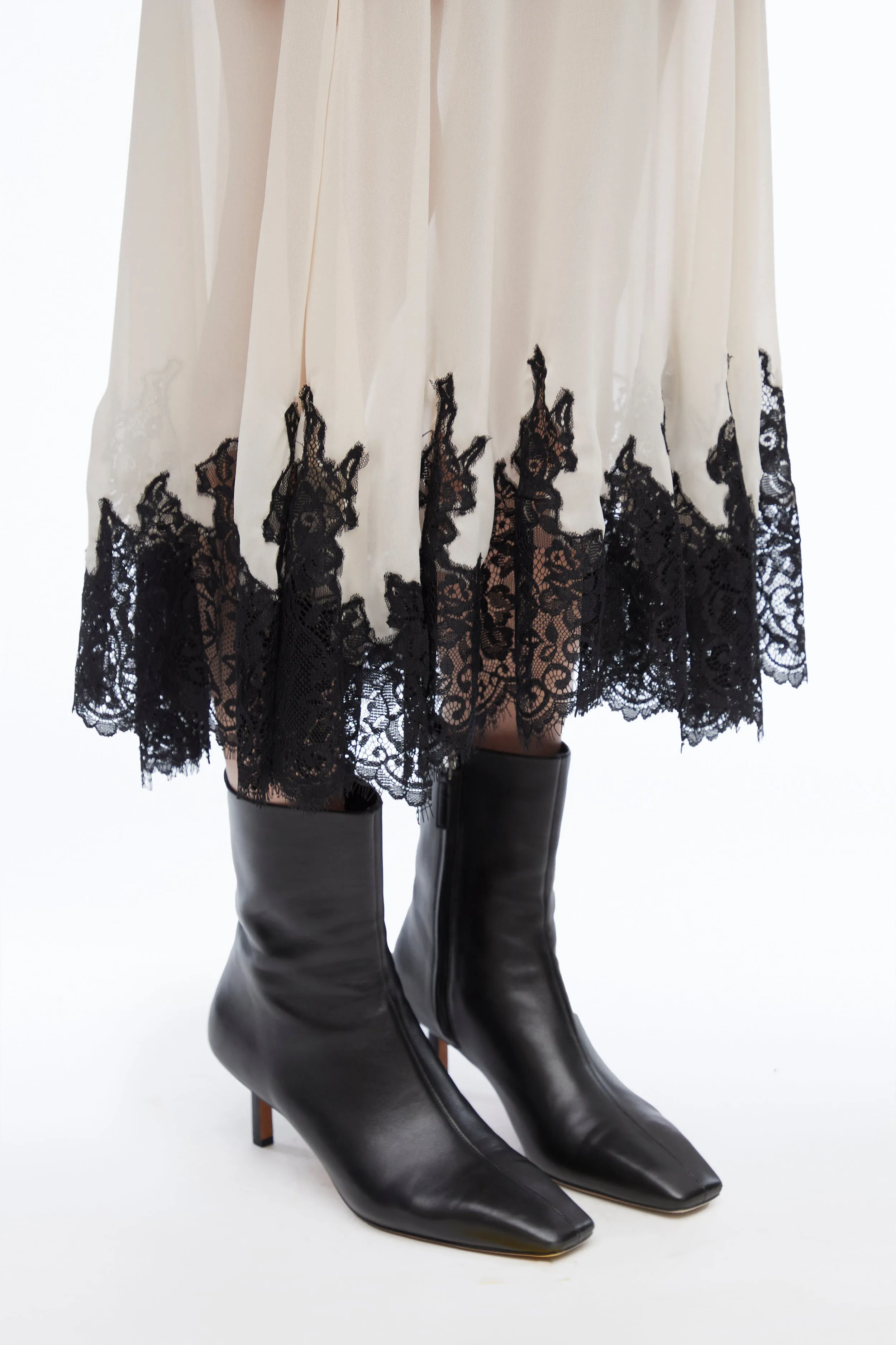 Lace-Trim Midi Dress