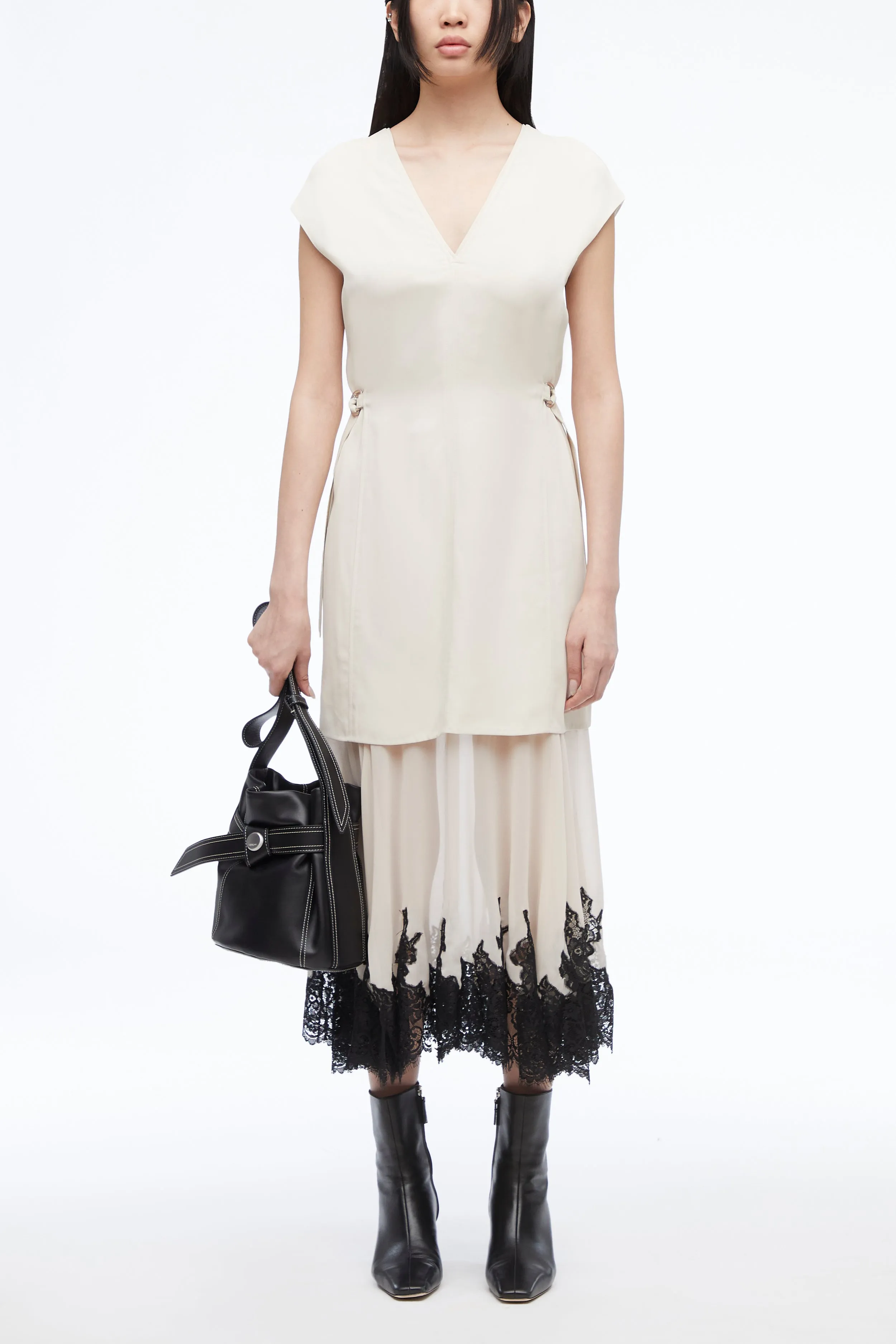 Lace-Trim Midi Dress