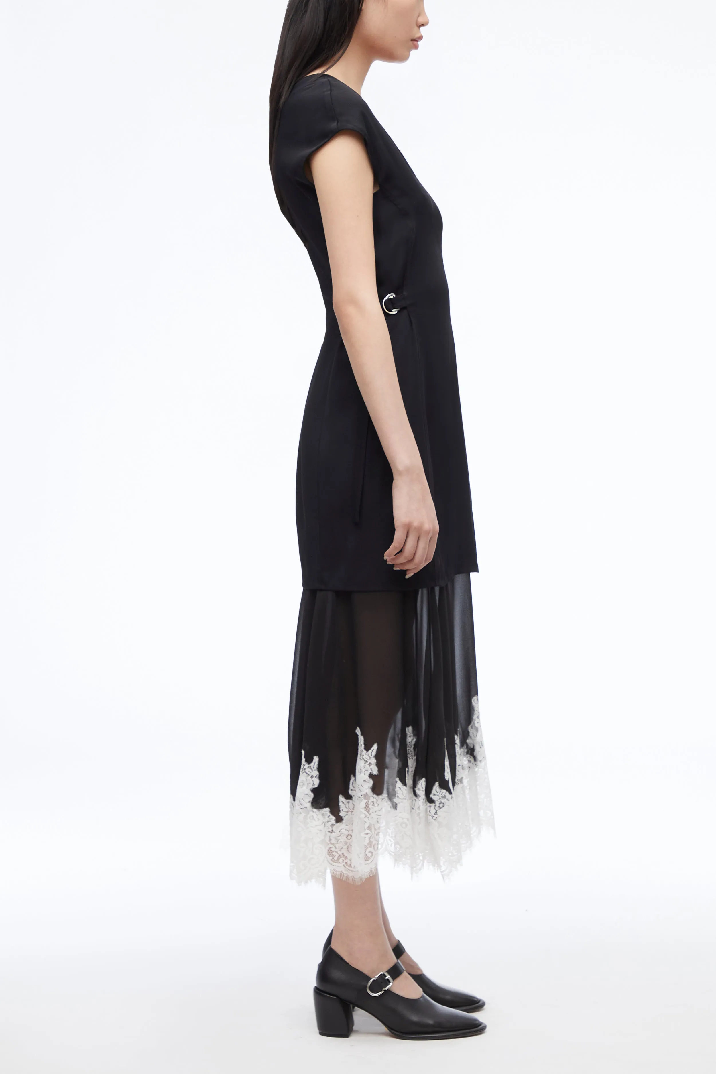 Lace-Trim Midi Dress