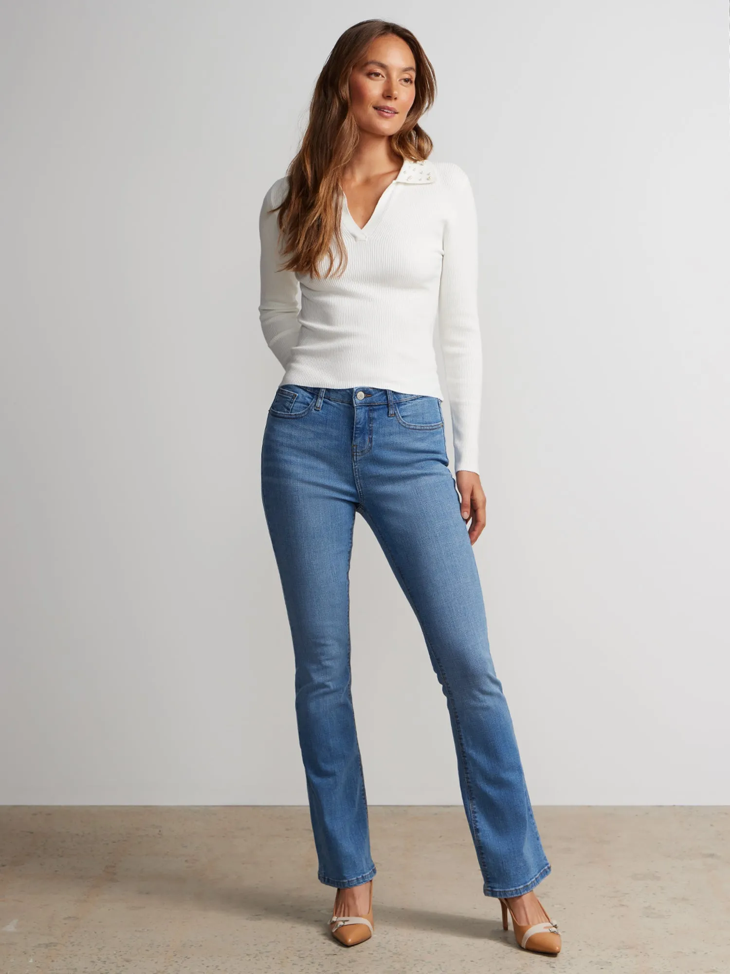 Long Sleeve Embellished Collar Sweater
