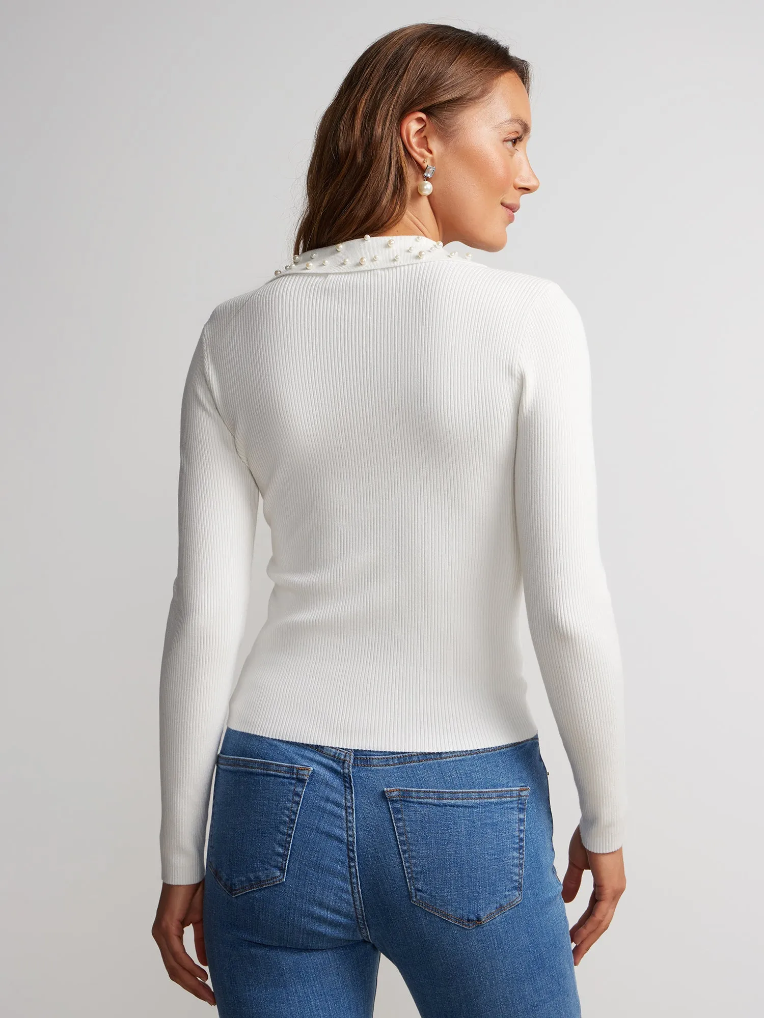 Long Sleeve Embellished Collar Sweater