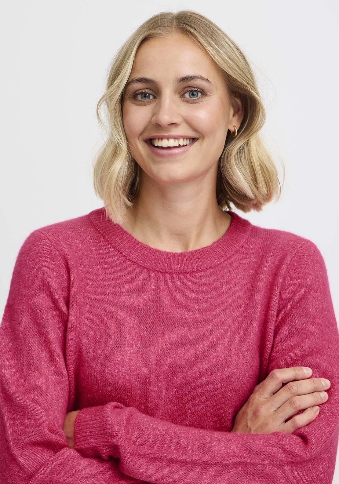 Long Sleeve Knit Pullover - Beetroot Purple Melange