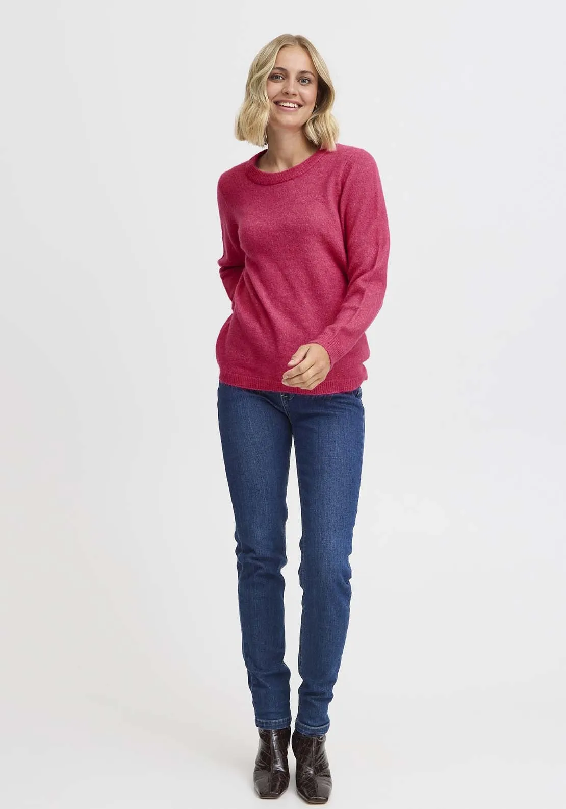 Long Sleeve Knit Pullover - Beetroot Purple Melange