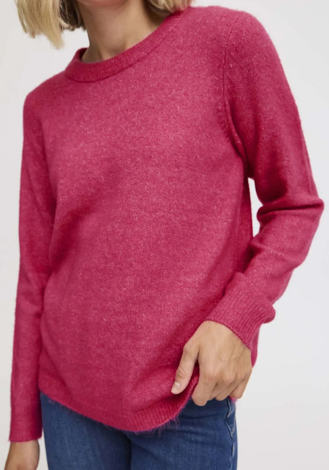 Long Sleeve Knit Pullover - Beetroot Purple Melange