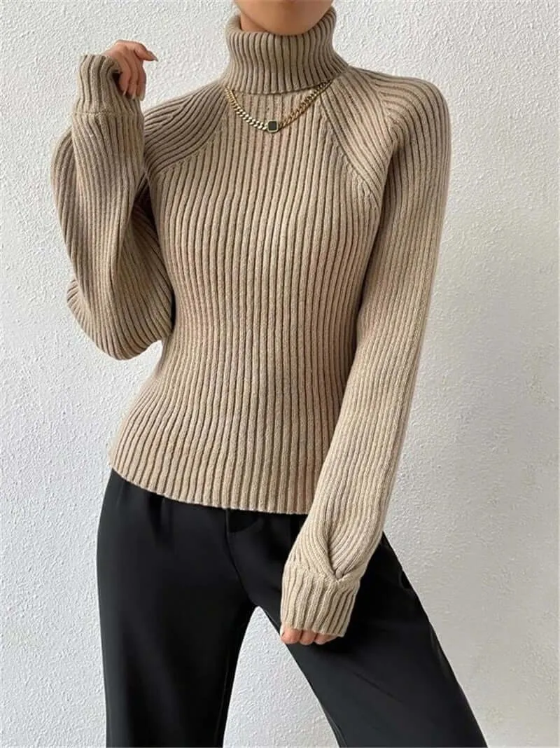 Loose Slim High Collar Knitted Sweater