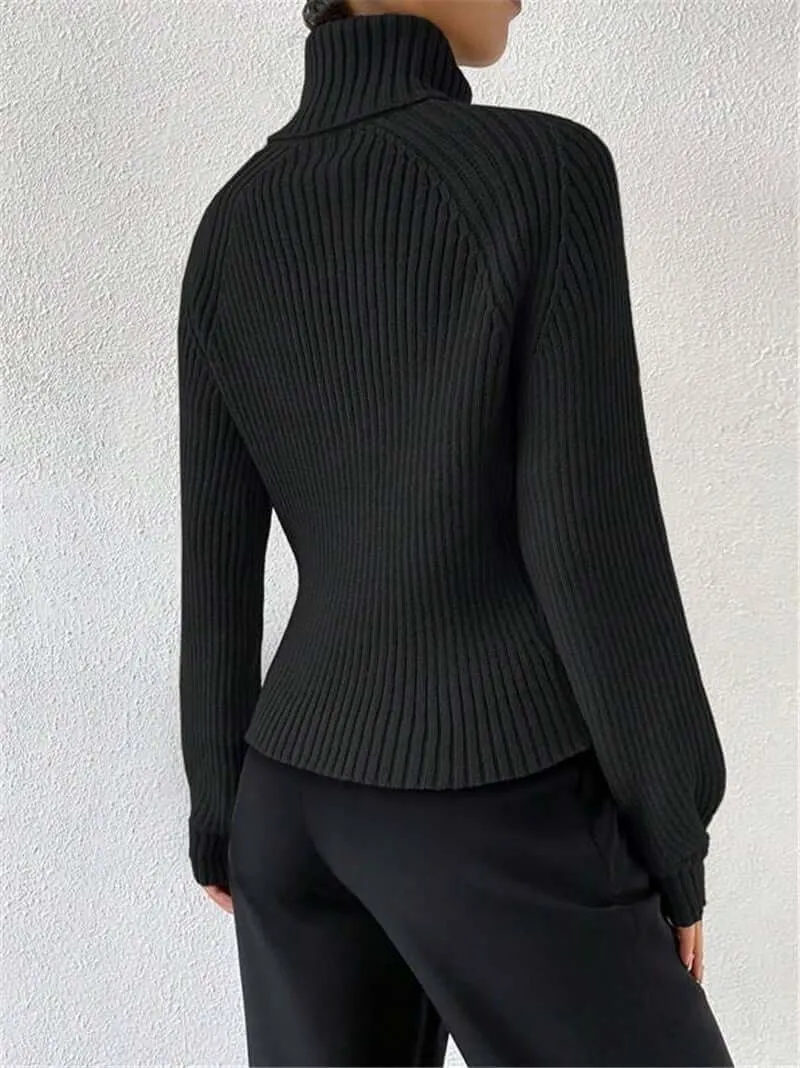 Loose Slim High Collar Knitted Sweater