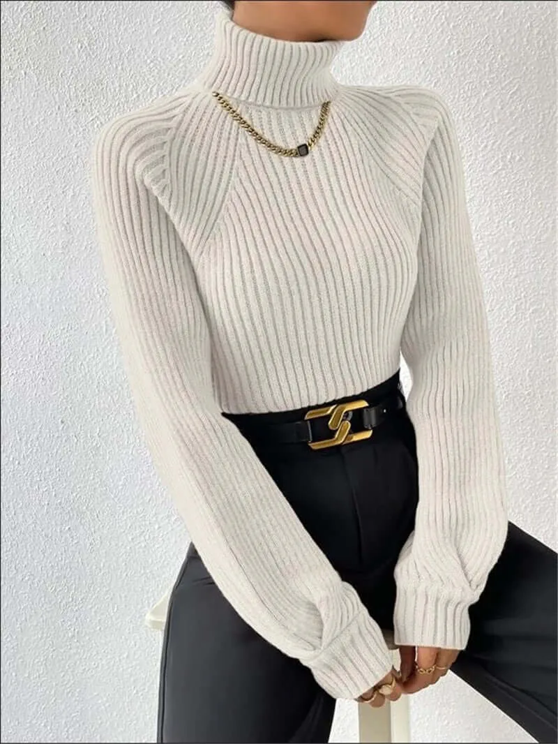 Loose Slim High Collar Knitted Sweater