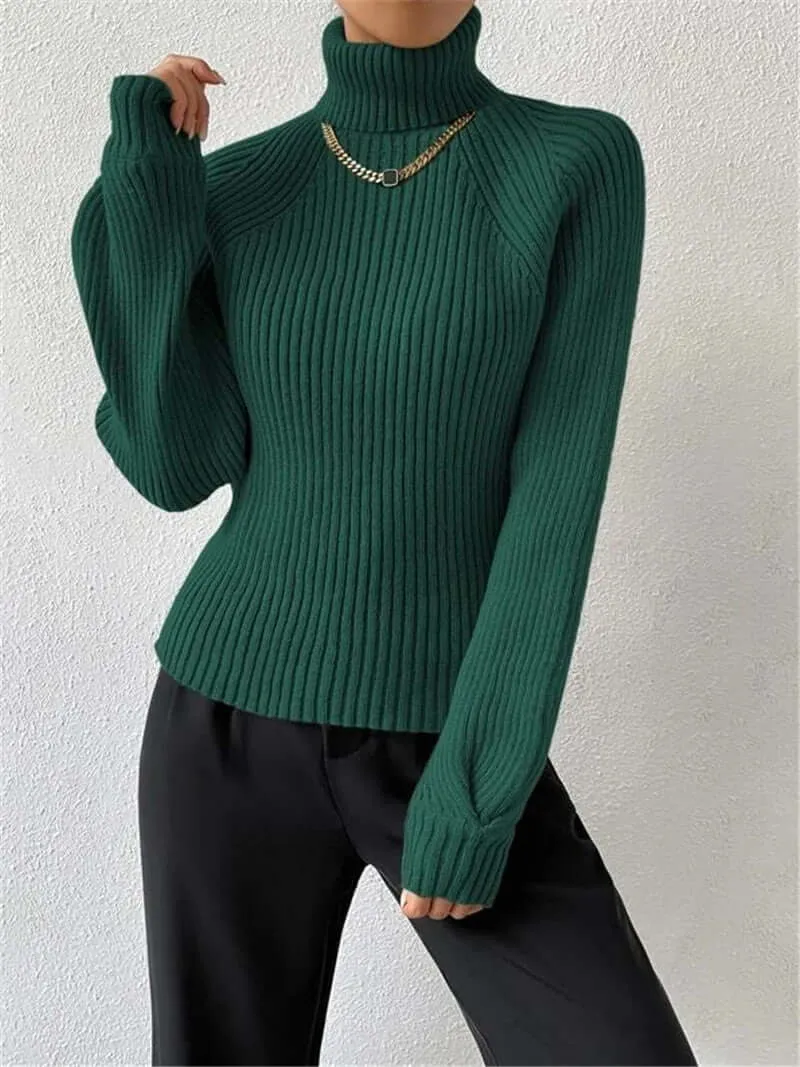 Loose Slim High Collar Knitted Sweater