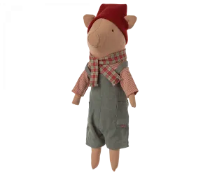 Maileg Christmas Pig in Overalls