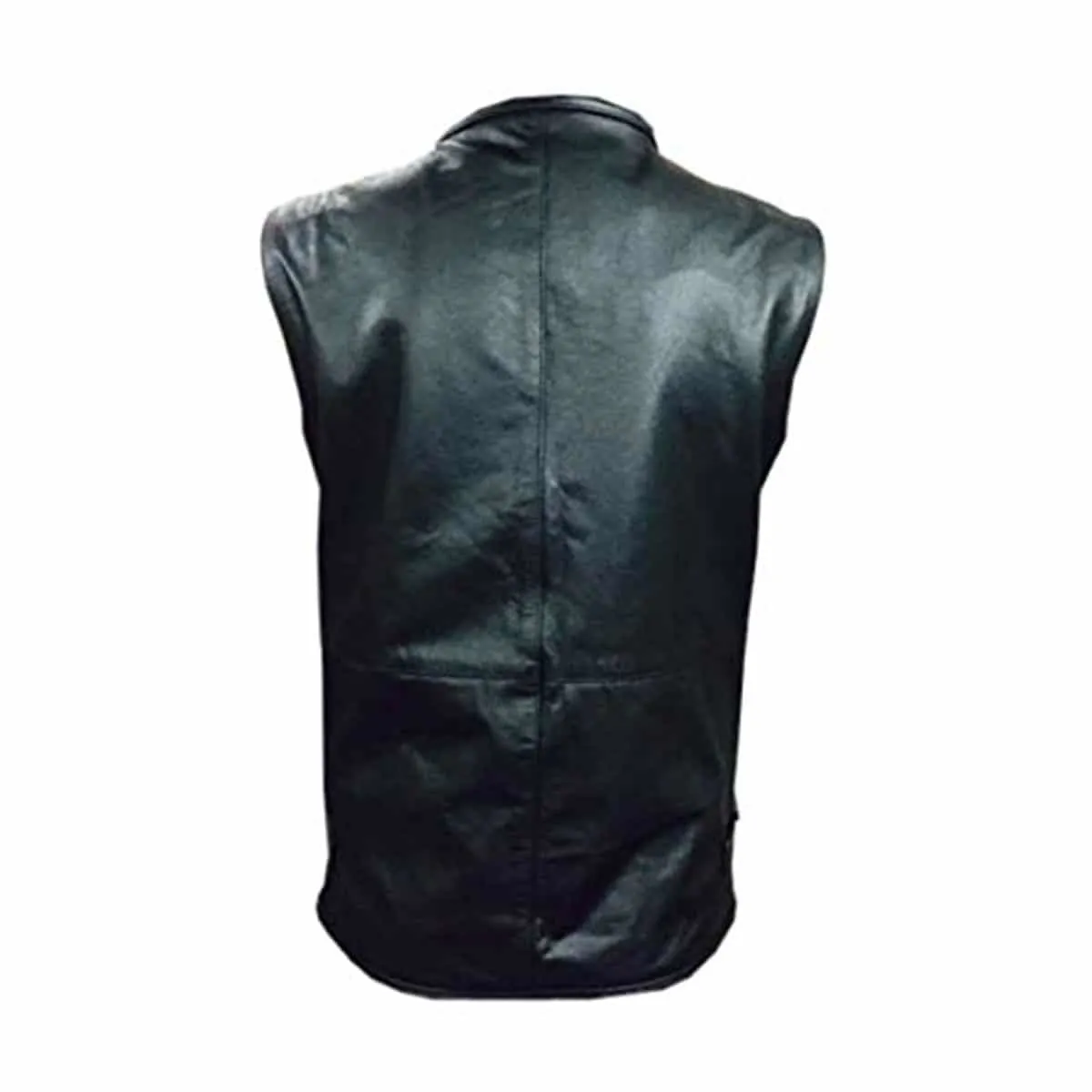 Mens Biker Style Vest Black Leather Motorcycle Waistcoat - B10