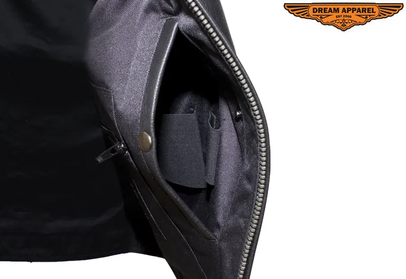 Mens Leather Motorcycle Club Style Vest