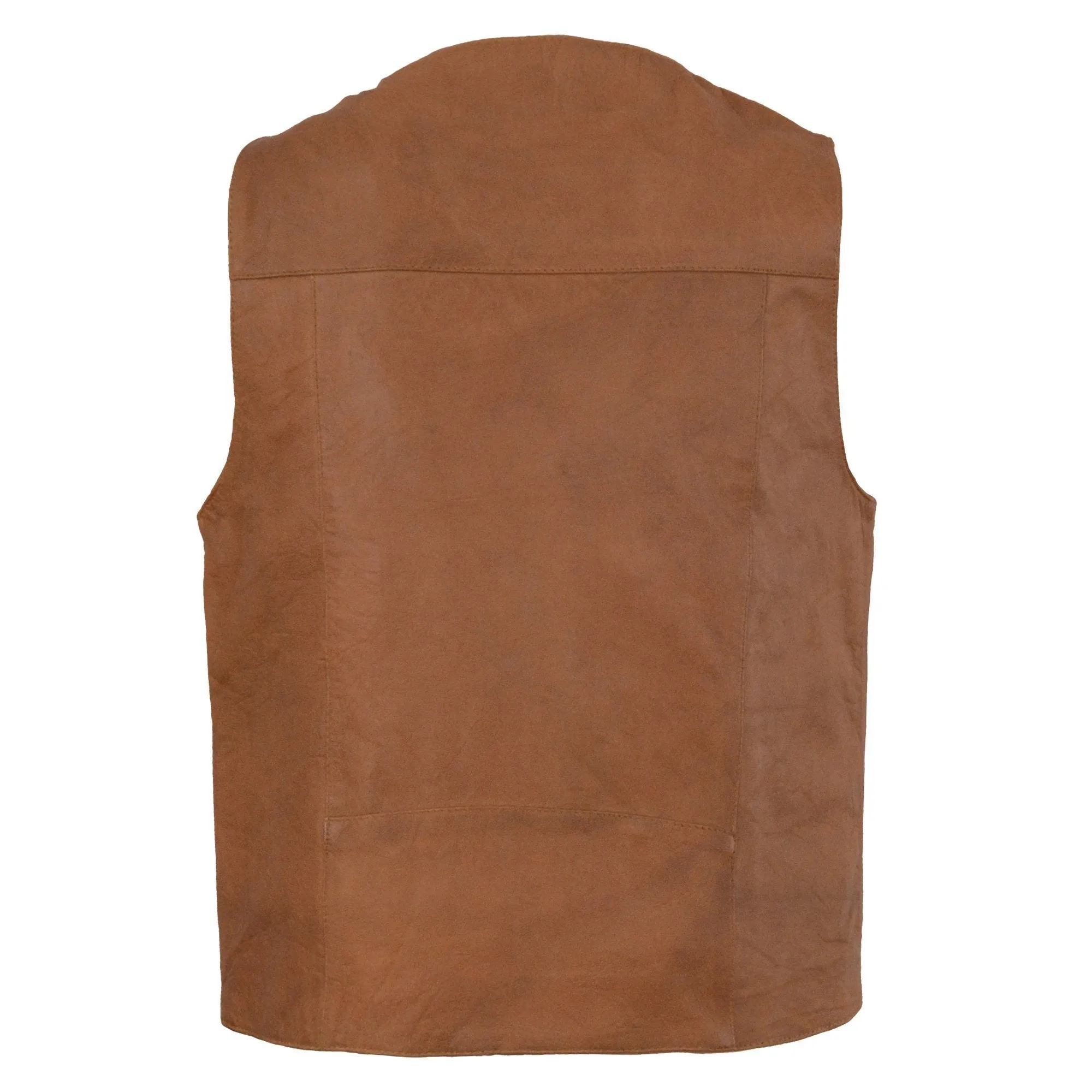 Milwaukee Leather LKM3702 Men's Broken Brown Western Style Plain Side Leather Vest with Buffalo Snaps