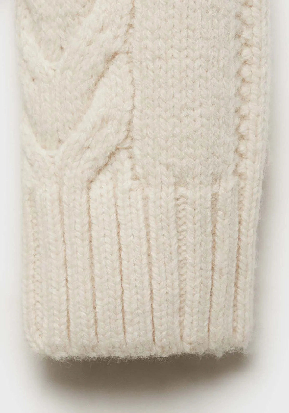 Perkins-neck braided sweater - Light Beige