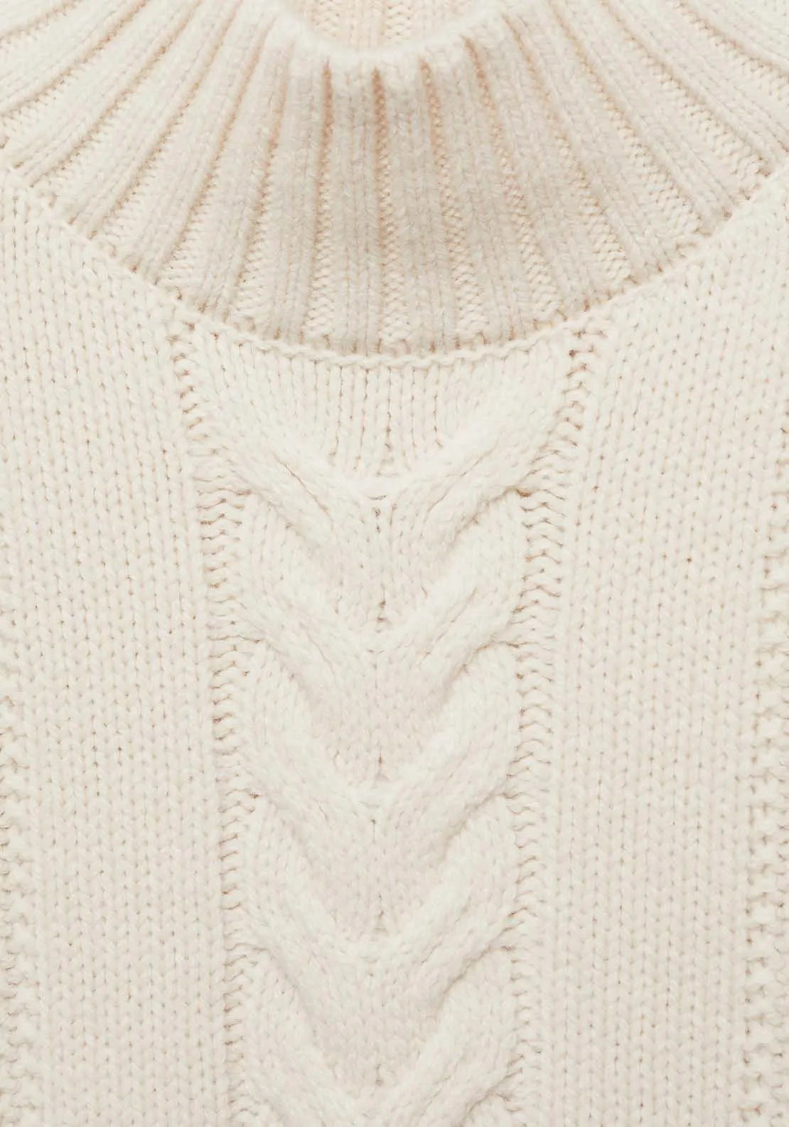 Perkins-neck braided sweater - Light Beige