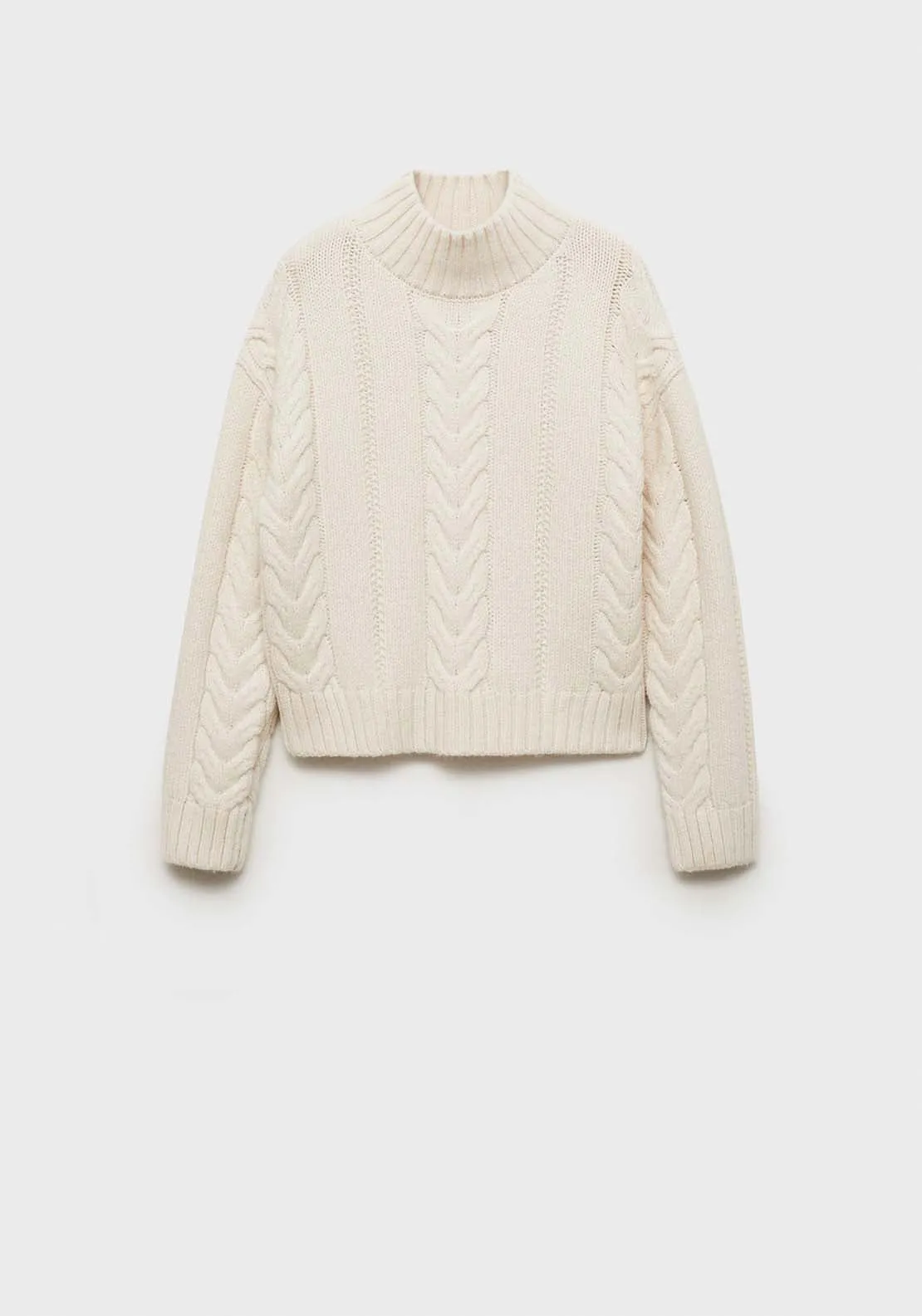 Perkins-neck braided sweater - Light Beige