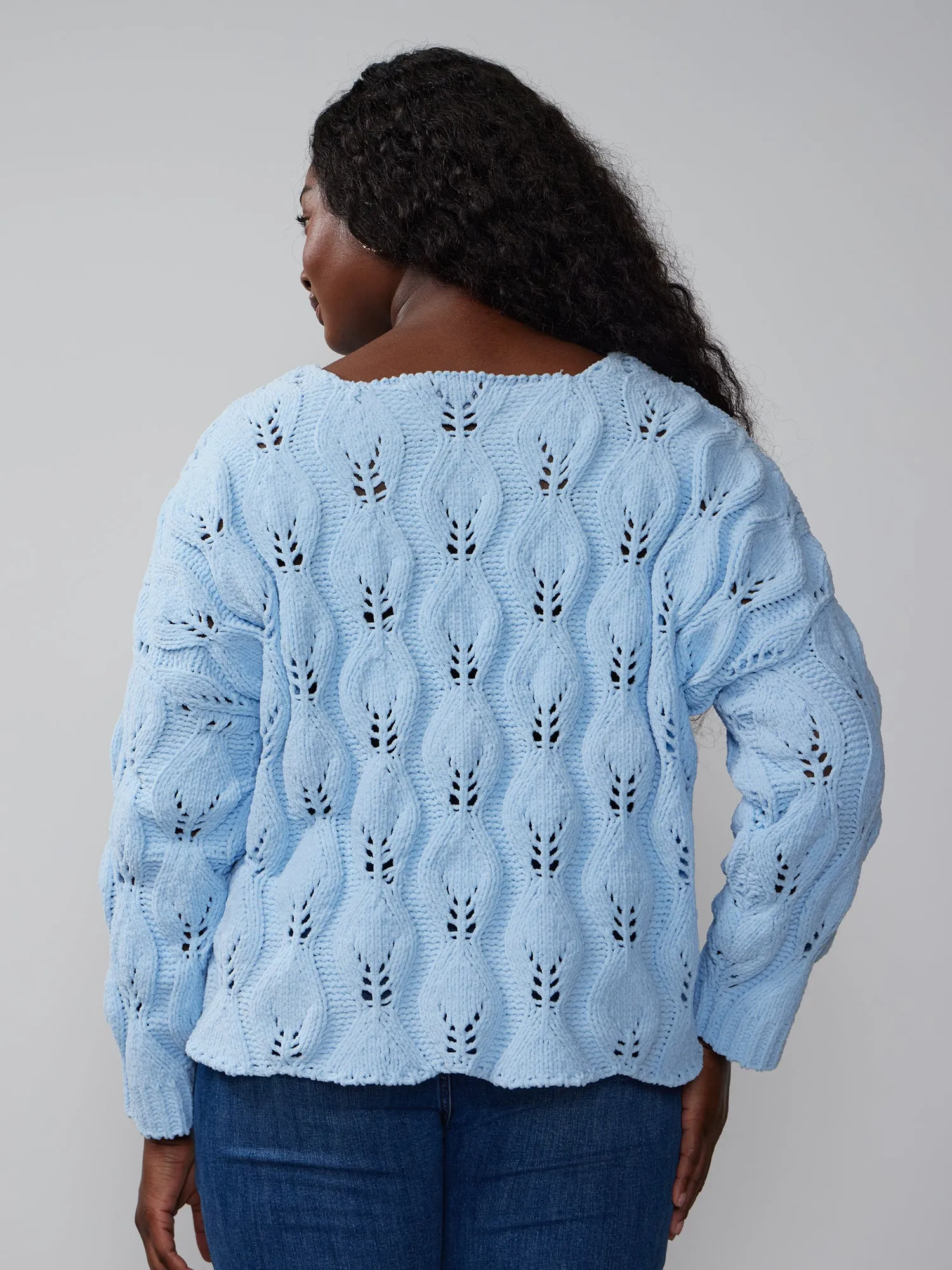 Plus Long Sleeve Striped Pullover