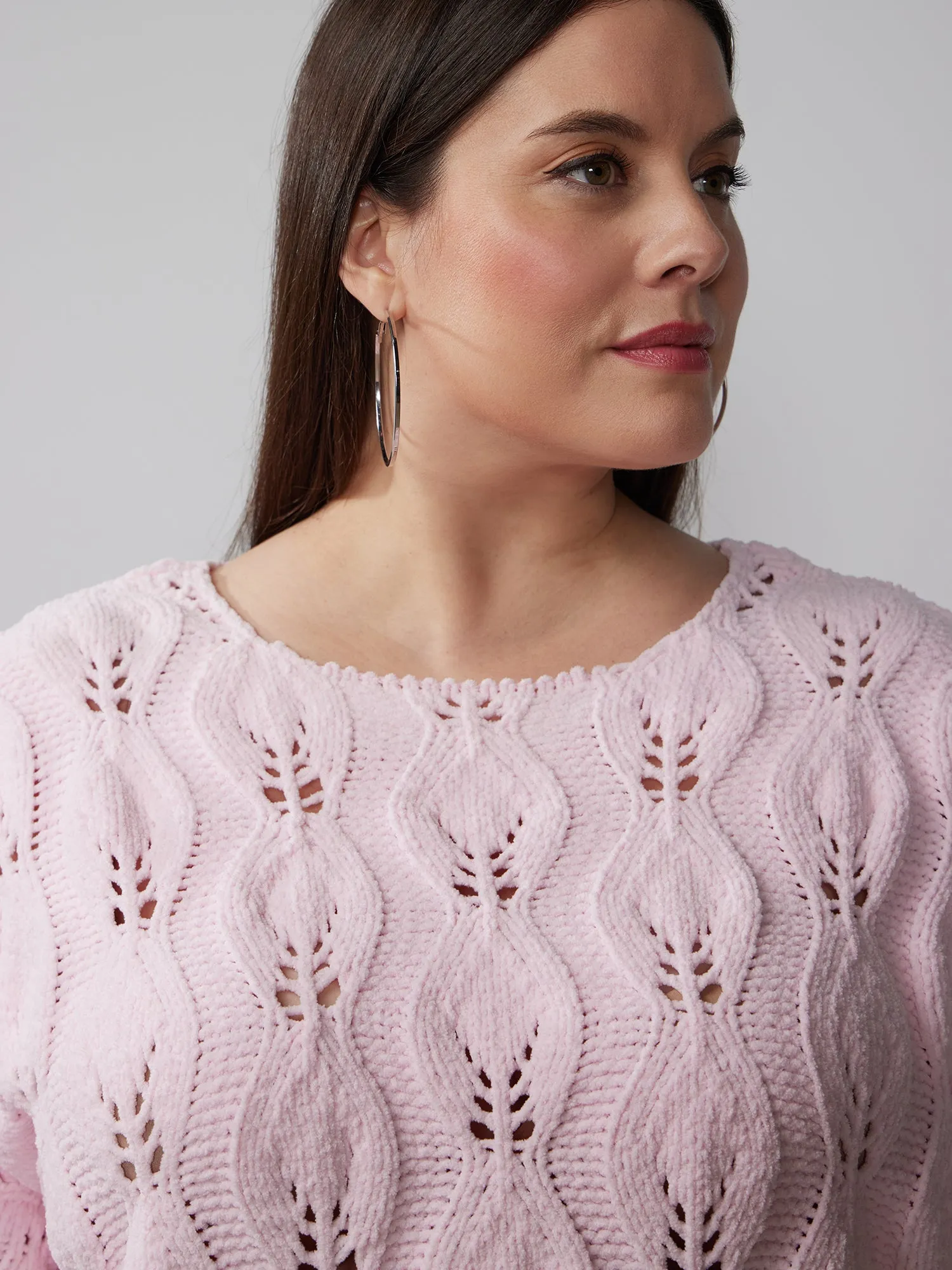 Plus Long Sleeve Striped Pullover