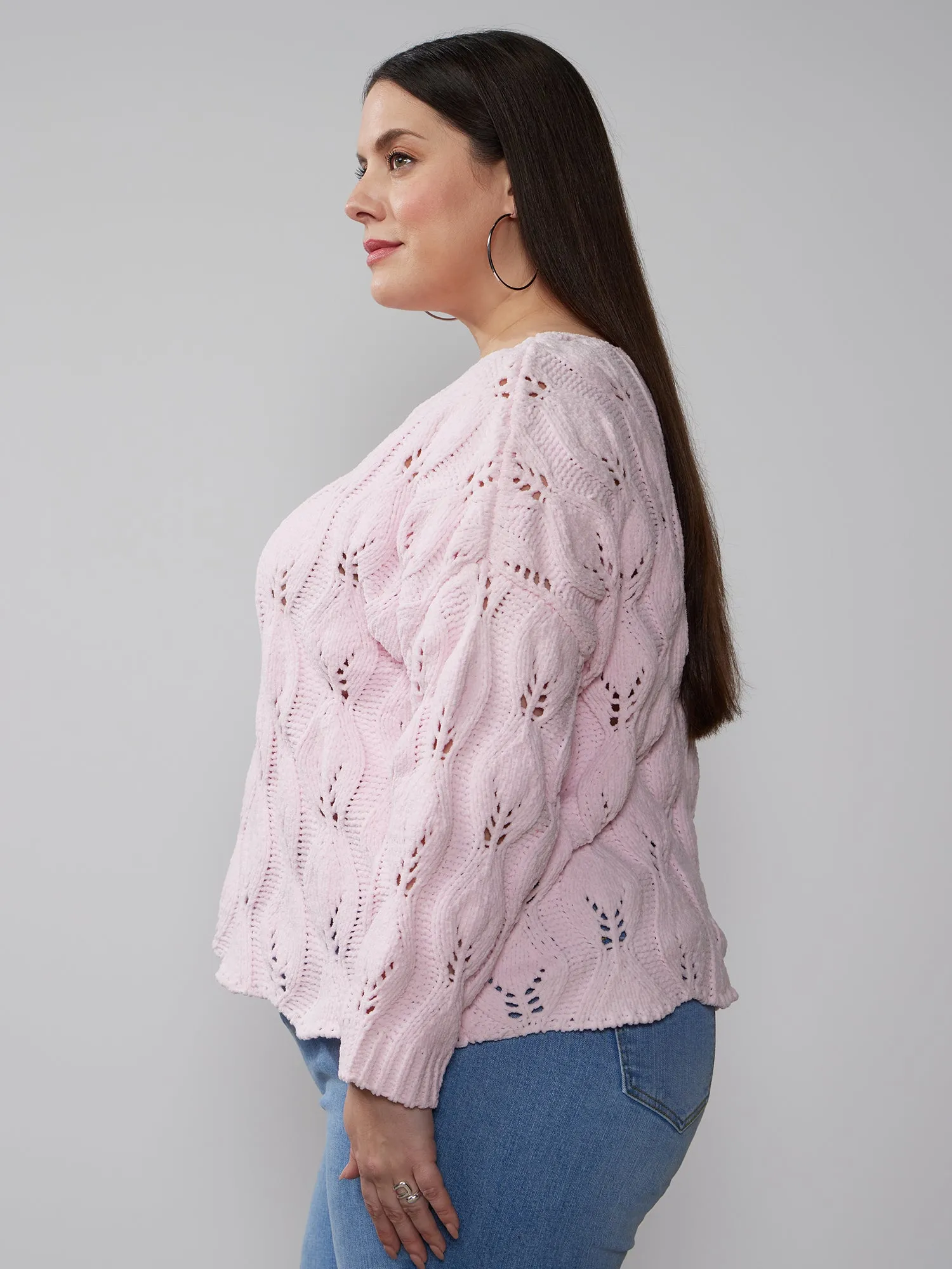 Plus Long Sleeve Striped Pullover